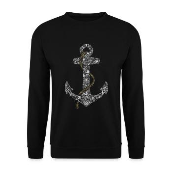 Iconic Nautical Anchor Tee - Unisex Sweatshirt - black - Front - Alina (178cm) & Michal (187cm)