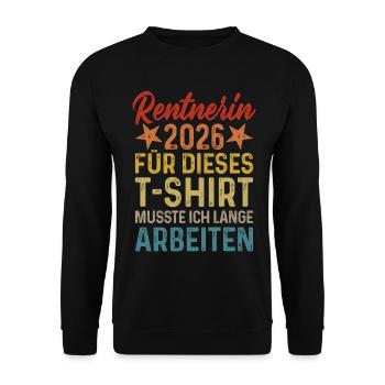 Pensioner 2026 - Unisex Sweatshirt - black - Front - Alina (178cm) & Michal (187cm)