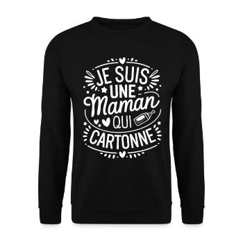 Ich bin eine erfolgreiche Mutter - Unisex Pullover - Schwarz - Vorne - Alina (178cm) & Michal (187cm)