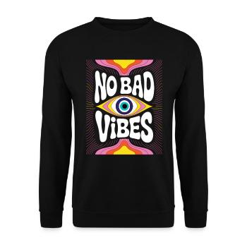 Pas de mauvaises vibrations pour les yeux Psychédélisme - Sweat-shirt Unisexe - noir - Devant - Alina (178cm) & Michal (187cm)