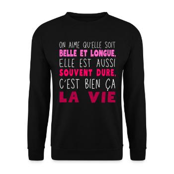 Beautiful and long life - Unisex Sweatshirt - black - Front - Alina (178cm) & Michal (187cm)