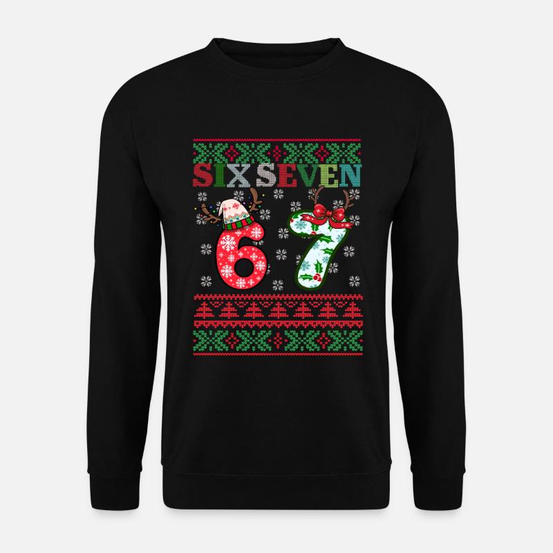 67 Christmas Funny Six Seven Meme - Unisex Sweatshirt - black