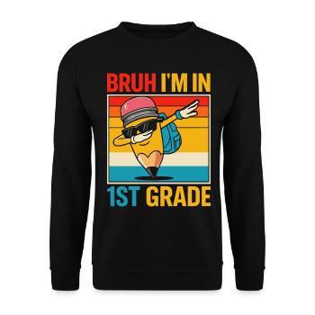 1. Klasse Einschulung - Unisex Pullover - Schwarz - Vorne - Alina (178cm) & Michal (187cm)