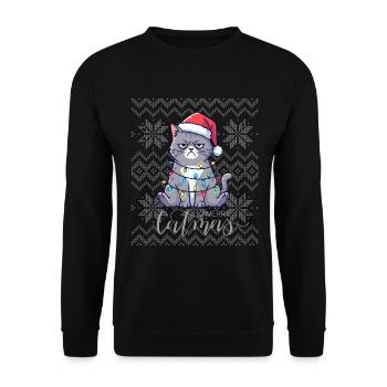 Chatmas lumineux Noël - Sweat-shirt Unisexe - noir - Devant - Alina (178cm) & Michal (187cm)