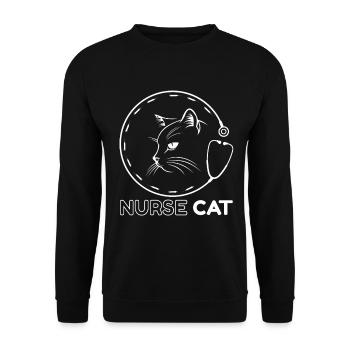 Chat Infirmier avec Stéthoscope - Sweat-shirt Unisexe - noir - Devant - Alina (178cm) & Michal (187cm)