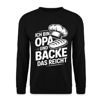 Opa Backt - Unisex Pullover - Schwarz - Vorne - Alina (178cm) & Michal (187cm)