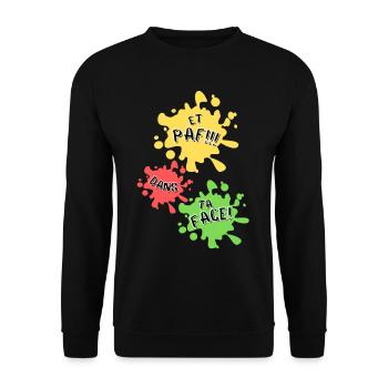 Boom, in your face! - Unisex Sweatshirt - black - Front - Alina (178cm) & Michal (187cm)
