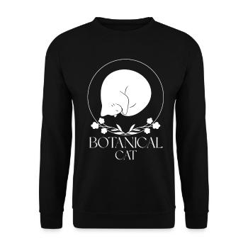 Minimalistische botanische Katze - Unisex Pullover - Schwarz - Vorne - Alina (178cm) & Michal (187cm)