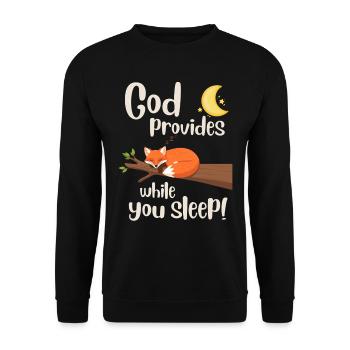 Jesus - Fox - God cares when you sleep - Faith - Unisex Sweatshirt - black - Front - Alina (178cm) & Michal (187cm)