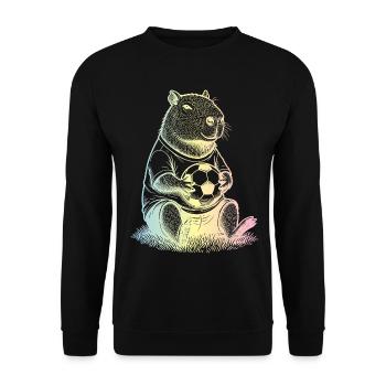 Fußball Capybara - Unisex Pullover - Schwarz - Vorne - Alina (178cm) & Michal (187cm)
