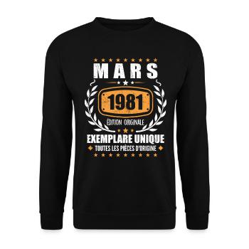 Original Mars 1981 Vintage Cadeau Anniversaire - Sweat-shirt Unisexe - noir - Devant - Alina (178cm) & Michal (187cm)
