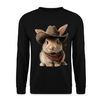 Bunny Rabbit Cowboy Hat Western Country - Unisex Sweatshirt - black - Front - Alina (178cm) & Michal (187cm)