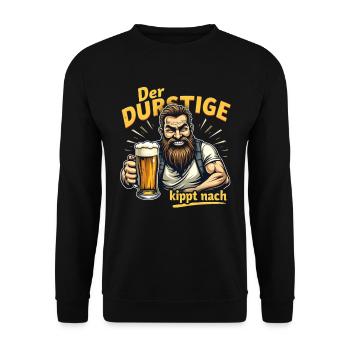 Der Durstige Bierheld - Unisex Pullover - Schwarz - Vorne - Alina (178cm) & Michal (187cm)