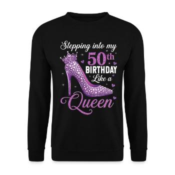 Entrer dans mes 50 ans et 50 ans - Sweat-shirt Unisexe - noir - Devant - Alina (178cm) & Michal (187cm)