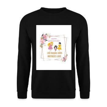 Mother's Love Blumenrahmen - Unisex Pullover - Schwarz - Vorne - Alina (178cm) & Michal (187cm)