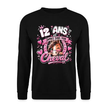 Hello Twelve 12 Ans Est 2014 Anniversaire - Sweat-shirt Unisexe - noir - Devant - Alina (178cm) & Michal (187cm)