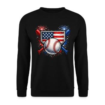 American Baseball USA Vintage Flag - Unisex Sweatshirt - black - Front - Alina (178cm) & Michal (187cm)