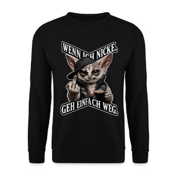 Wenn ich Nicke, Geh einfach weg - Unisex Pullover - Schwarz - Vorne - Alina (178cm) & Michal (187cm)