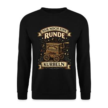 Nur noch eine Runde kurbeln | Drehorgel Vintage - Unisex Pullover - Schwarz - Vorne - Alina (178cm) & Michal (187cm)