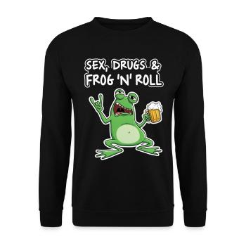 Sex Drugs and Frog N' Roll - Unisex Sweatshirt - black - Front - Alina (178cm) & Michal (187cm)