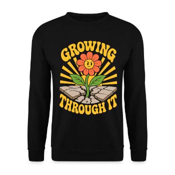 Growing Through It Flower - Unisex Sweatshirt - black - Front - Alina (178cm) & Michal (187cm)