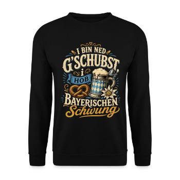Bayerischer Spruch - Unisex Pullover - Schwarz - Vorne - Alina (178cm) & Michal (187cm)