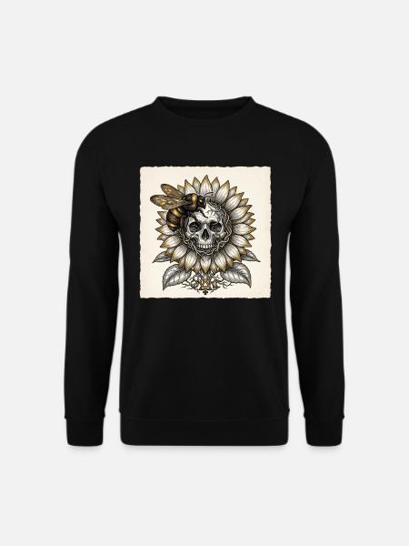 Hummel-Schädel-Sonnenblume - Unisex Pullover - Schwarz