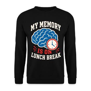 My Memory Is on Lunch Break – Vergesslich - Unisex Pullover - Schwarz - Vorne - Alina (178cm) & Michal (187cm)
