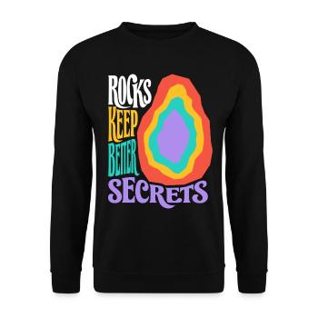 Geologie – Rocks Keep Better Secrets - Unisex Pullover - Schwarz - Vorne - Alina (178cm) & Michal (187cm)