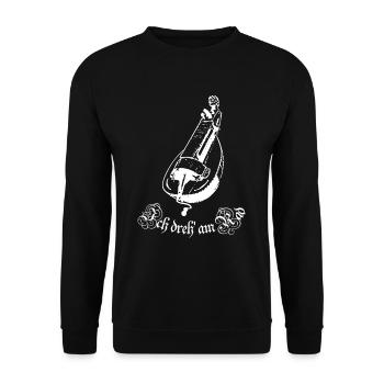 Drehleier - Ich dreh am Rad - Unisex Pullover - Schwarz - Vorne - Alina (178cm) & Michal (187cm)