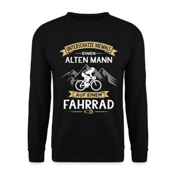Rentner Radfahrer Fahrrad Opa Fahrradfahrer - Unisex Pullover - Schwarz - Vorne - Alina (178cm) & Michal (187cm)