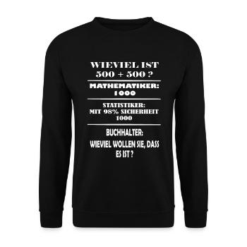Buchhalter, Statistiker u. Mathematiker am Rechnen - Unisex Pullover - Schwarz - Vorne - Alina (178cm) & Michal (187cm)