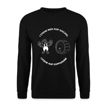 Hühnchen oder Bier worauf steht man mehr - Unisex Pullover - Schwarz - Vorne - Alina (178cm) & Michal (187cm)