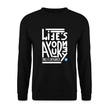 Life is a journey - Unisex Pullover - Schwarz - Vorne - Alina (178cm) & Michal (187cm)