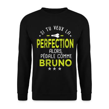 bruno si tu veux la perfection à vélo cycliste - Sweat-shirt Unisexe - noir - Devant - Alina (178cm) & Michal (187cm)