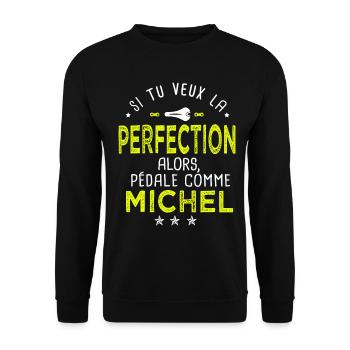 michel si tu veux la perfection à vélo cycliste - Sweat-shirt Unisexe - noir - Devant - Alina (178cm) & Michal (187cm)