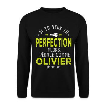 olivier si tu veux la perfection à vélo cycliste - Sweat-shirt Unisexe - noir - Devant - Alina (178cm) & Michal (187cm)