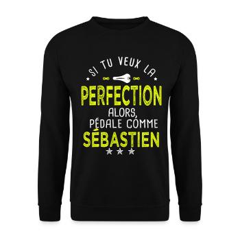 sébastien si tu veux la perfection à vélo cycliste - Sweat-shirt Unisexe - noir - Devant - Alina (178cm) & Michal (187cm)