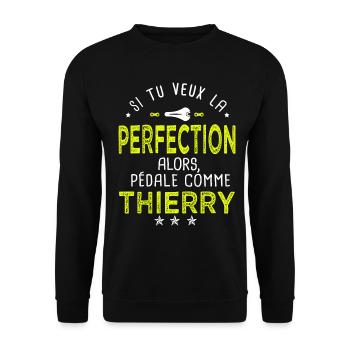 thierry si tu veux la perfection à vélo cycliste - Sweat-shirt Unisexe - noir - Devant - Alina (178cm) & Michal (187cm)
