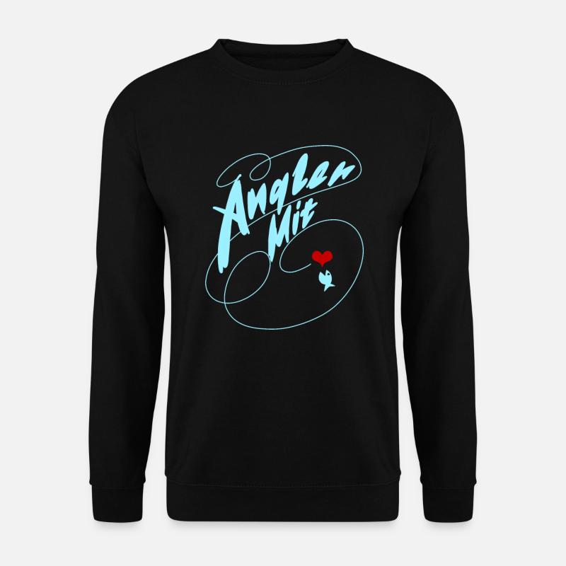 Angler mit Herz und Fisch - Unisex Pullover - Schwarz