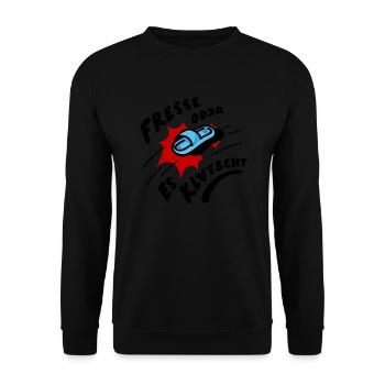 Fußball Klatscht - Unisex Pullover - Schwarz - Vorne - Alina (178cm) & Michal (187cm)