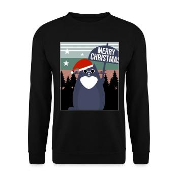 Merry Christmas Cat - Unisex Pullover - Schwarz - Vorne - Alina (178cm) & Michal (187cm)