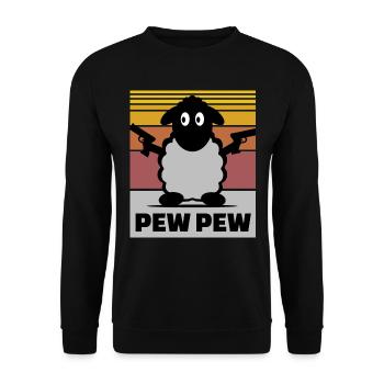 Pew Pew Schaf - Unisex Pullover - Schwarz - Vorne - Alina (178cm) & Michal (187cm)