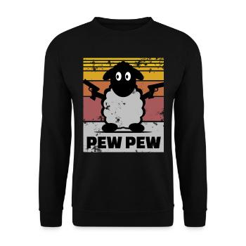 Schwarzes Schaf Pew Pew Vintage Design - Unisex Pullover - Schwarz - Vorne - Alina (178cm) & Michal (187cm)
