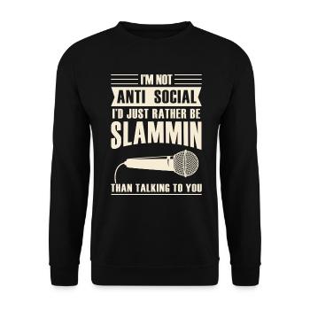 Ich Bin Nicht Anti-sozial Poetry Slam - Unisex Pullover - Schwarz - Vorne - Alina (178cm) & Michal (187cm)