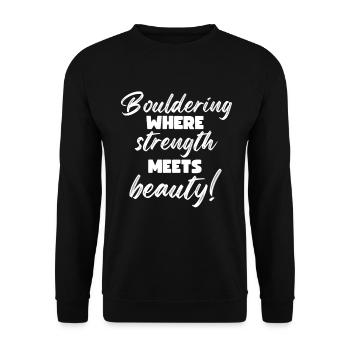 Bouldering Strength Meets Beauty Bouldering - Unisex Sweatshirt - black - Front - Alina (178cm) & Michal (187cm)