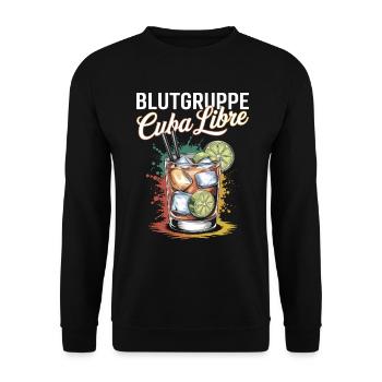 Blutgruppe Cuba Libre Cocktail Barkeeper - Unisex Pullover - Schwarz - Vorne - Alina (178cm) & Michal (187cm)