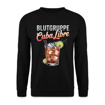 Blutgruppe Cuba Libre Cocktail Barkeeper - Unisex Pullover - Schwarz - Vorne - Alina (178cm) & Michal (187cm)
