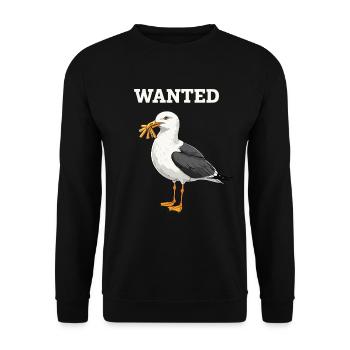 Recherché Mouette avec Frites et Illustration De Bonnet - Sweat-shirt Unisexe - noir - Devant - Alina (178cm) & Michal (187cm)