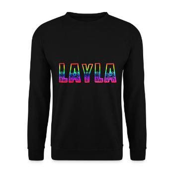 layla rs regenbogen - Unisex Pullover - Schwarz - Vorne - Alina (178cm) & Michal (187cm)